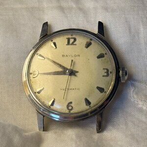 RUNNING Rare Vintage 34mm Baylor Stainless Steel Incabloc Automatic Watch